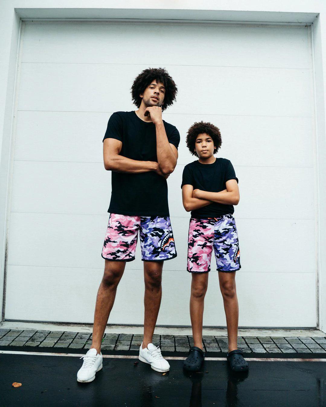SPLIT CAMO CORTO SWIM TRUNKS