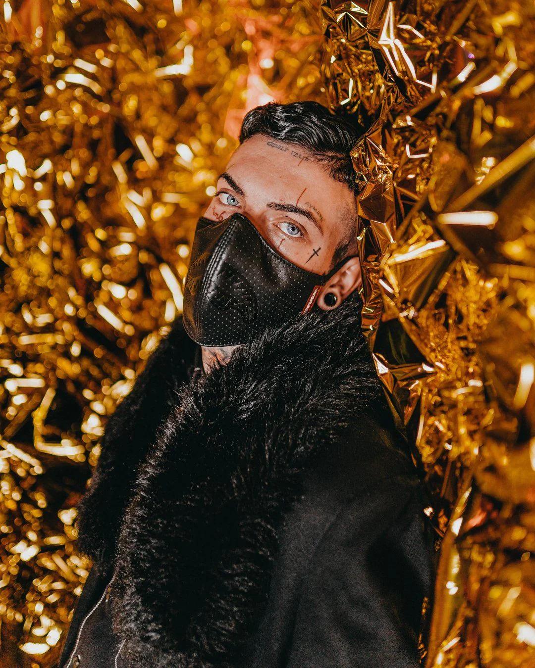 MIDNIGHT SHARK VEGAN LEATHER FACEMASK