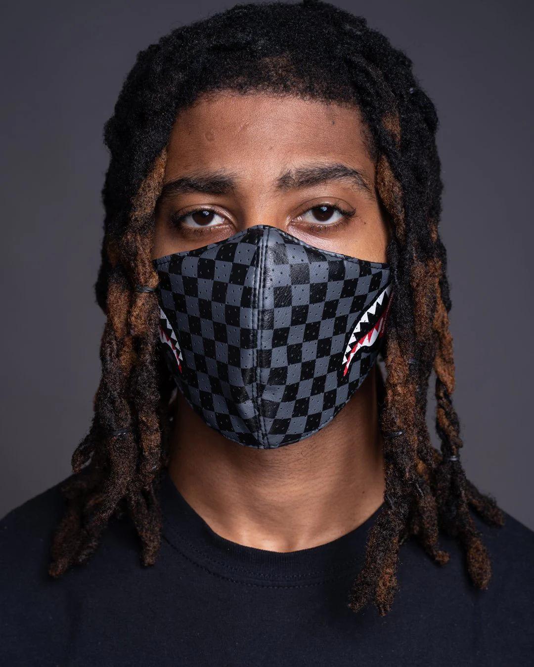 SHARKS IN PARIS (GRAY) VEGAN LEATHER FACE MASK