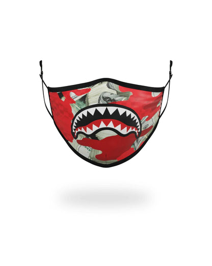 ADULT MONEY CAMO (RED) FORM-FITTING FACE MASK