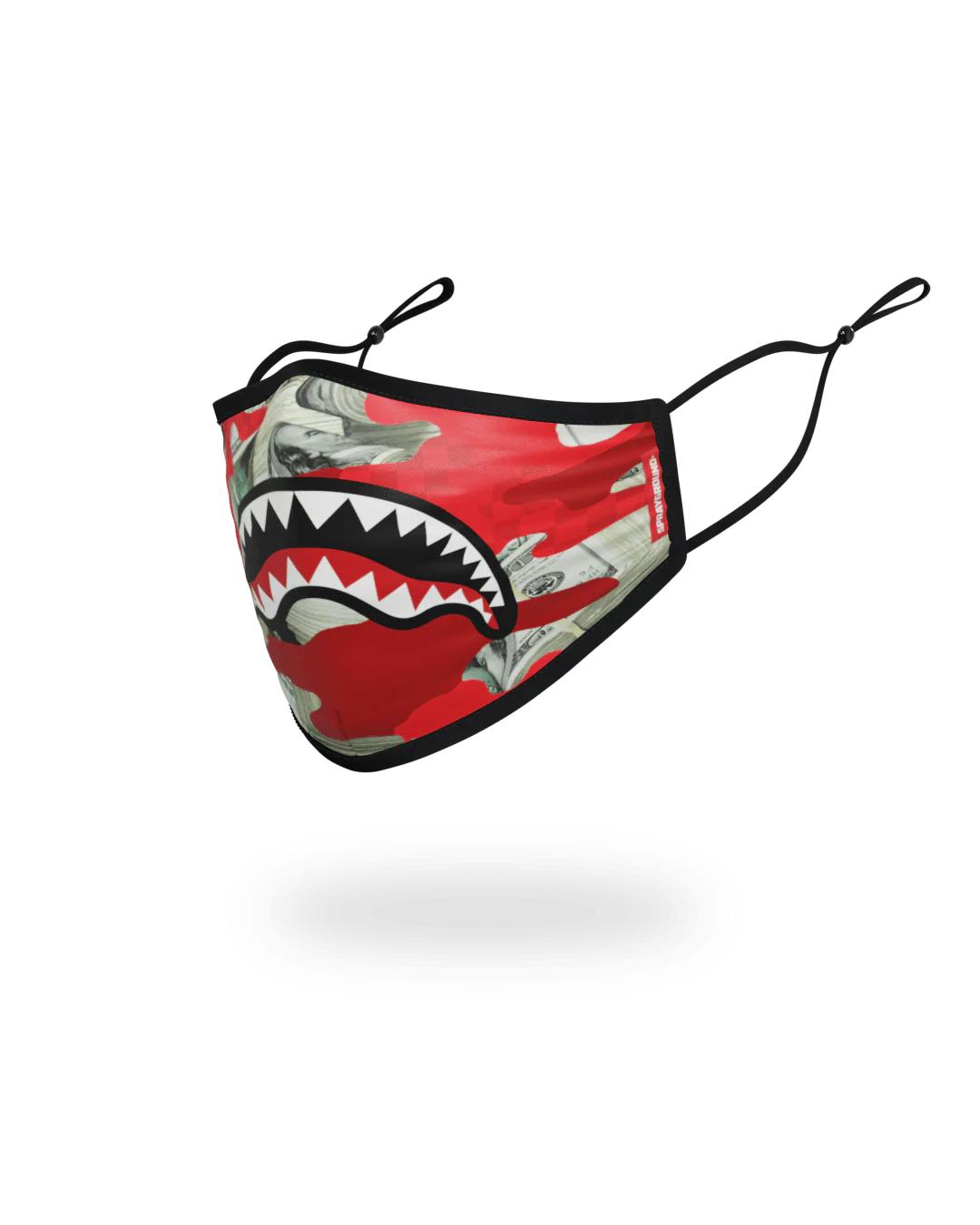 ADULT MONEY CAMO (RED) FORM-FITTING FACE MASK