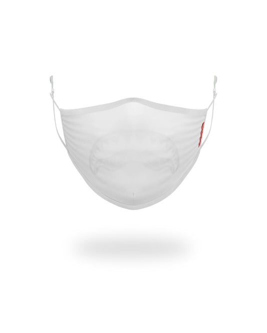 ADULT WHITE ON WHITE SHARK FORM-FITTING FACE MASK