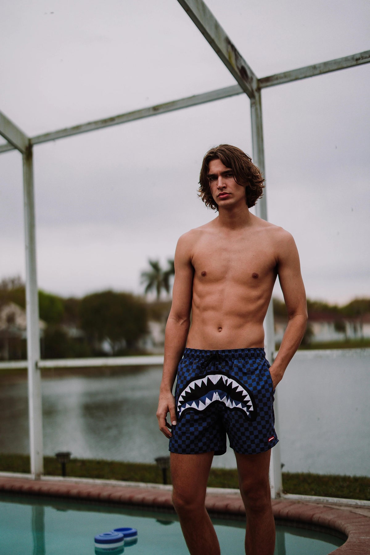 MIDNIGHT MAGIC SHARKS IN PARIS SWIM SHORTS
