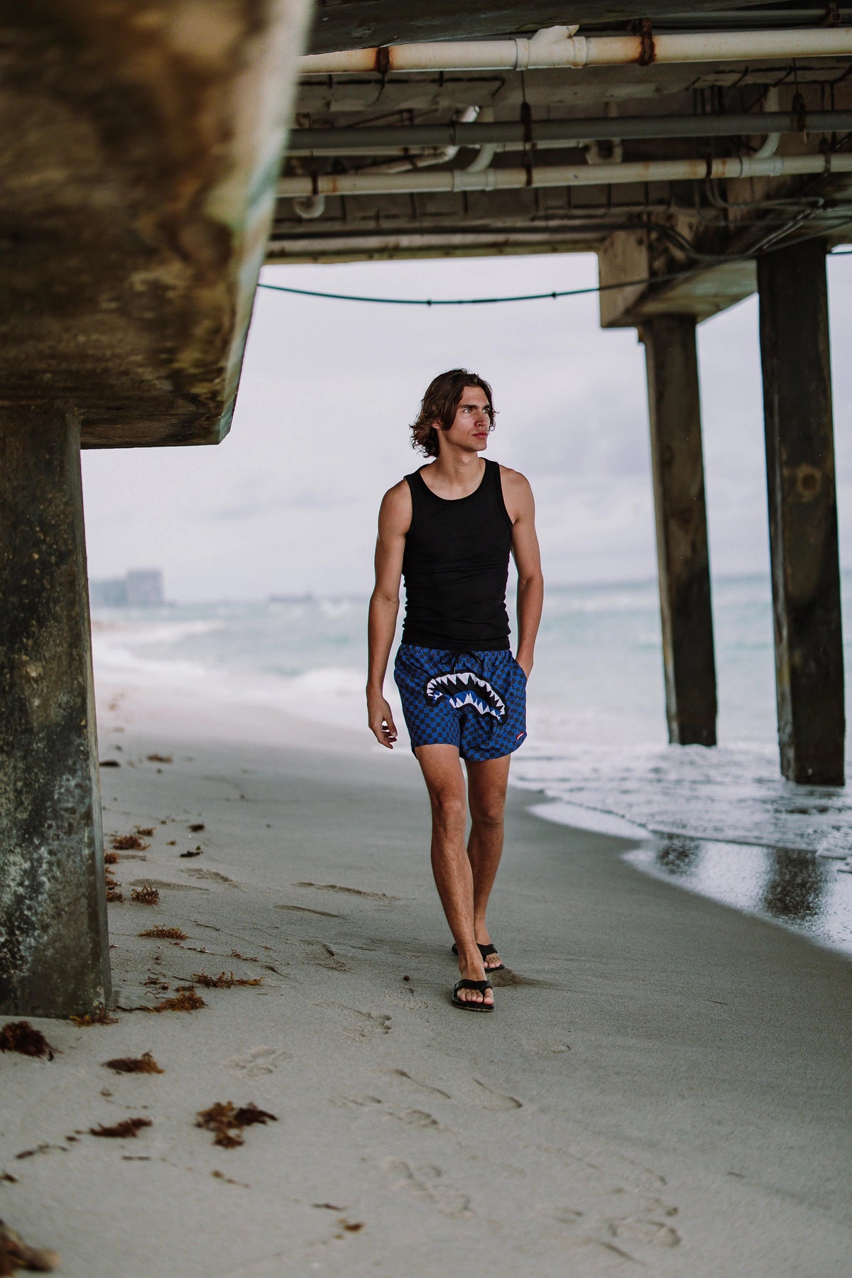 MIDNIGHT MAGIC SHARKS IN PARIS SWIM SHORTS
