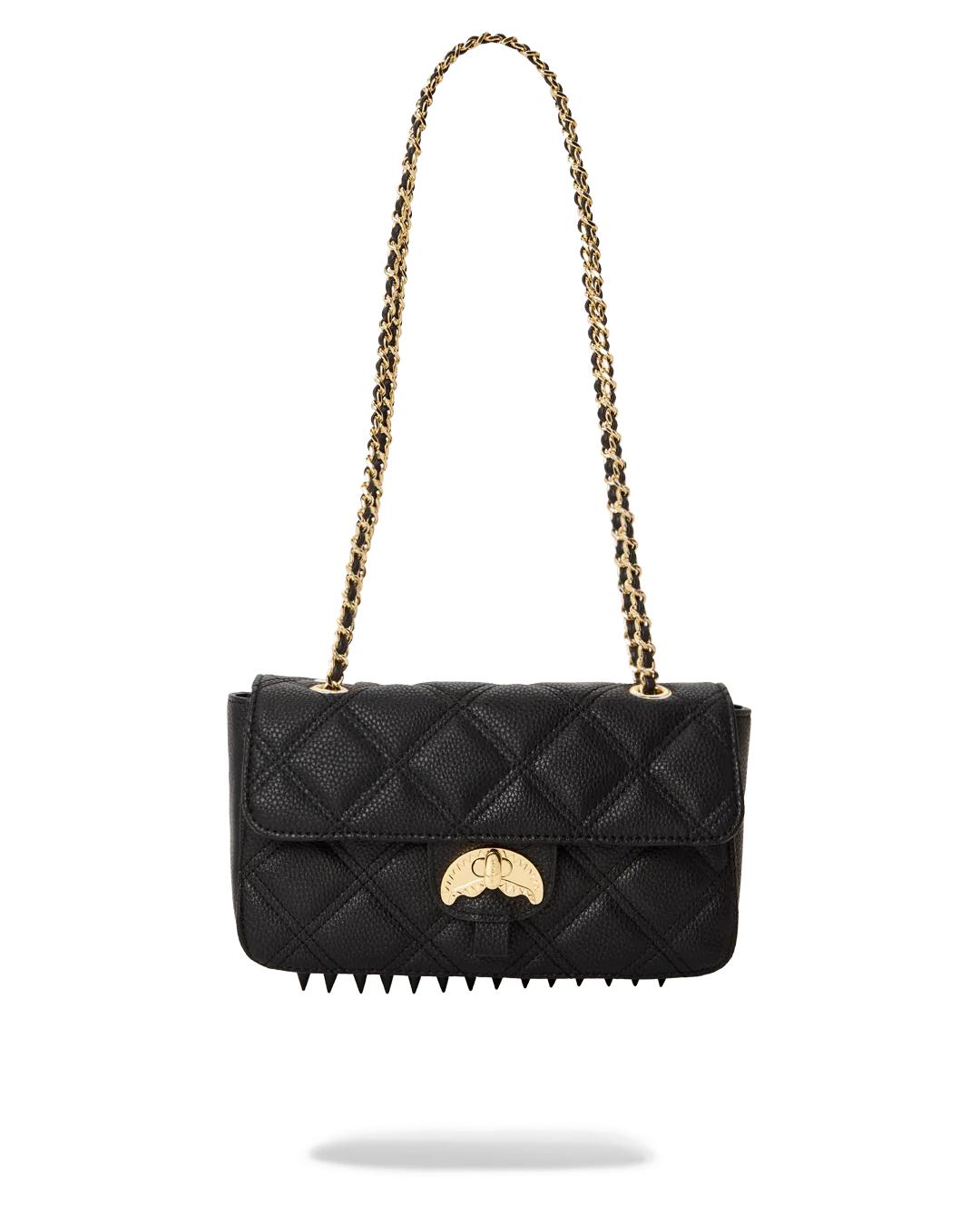 NOIR QUILT GOLD CHAIN SHARK HANDBAG
