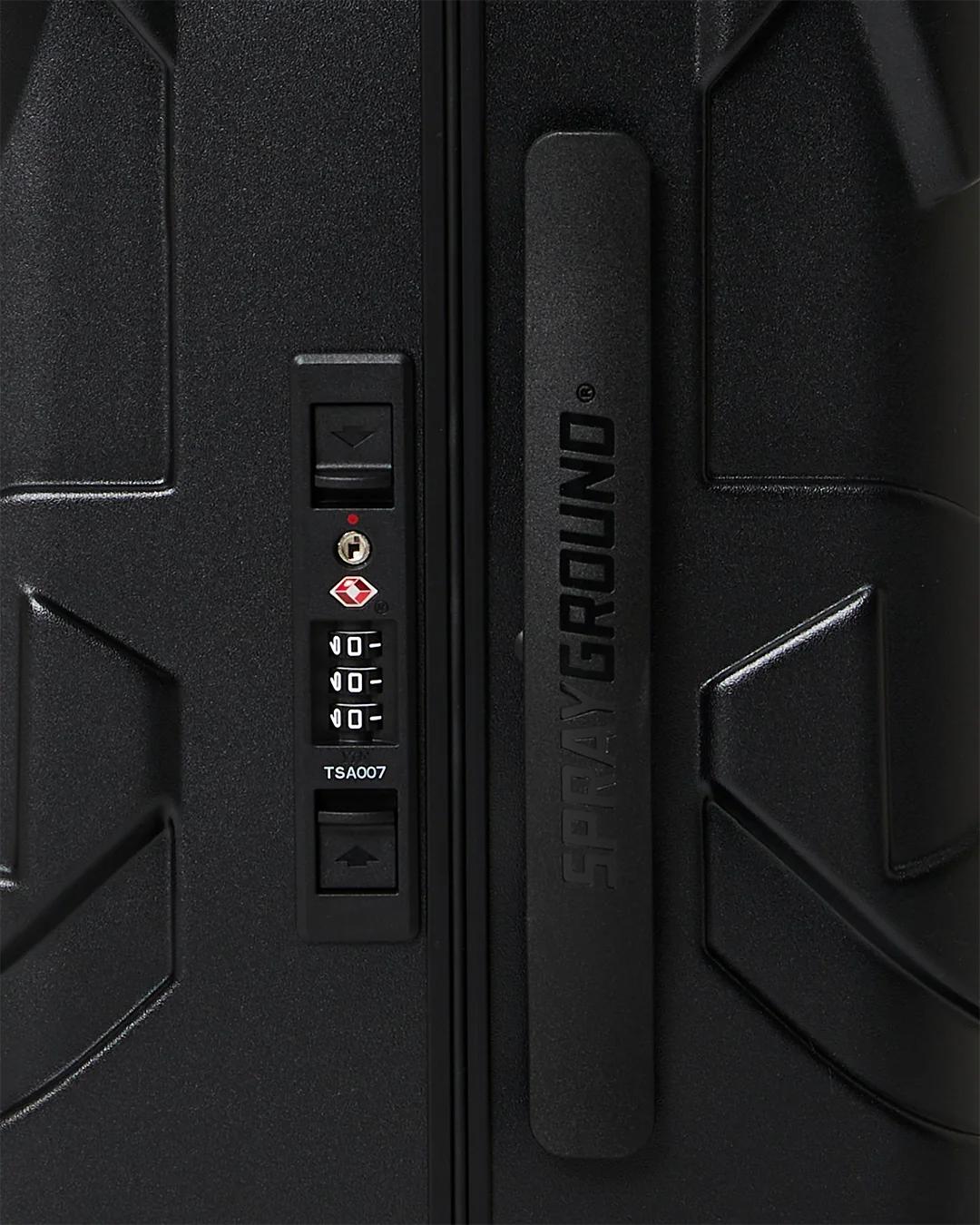 THE JOURNEY BEGINS SHARKITECTURE CARRY-ON LUGGAGE BLACK WITH EXTRA STI