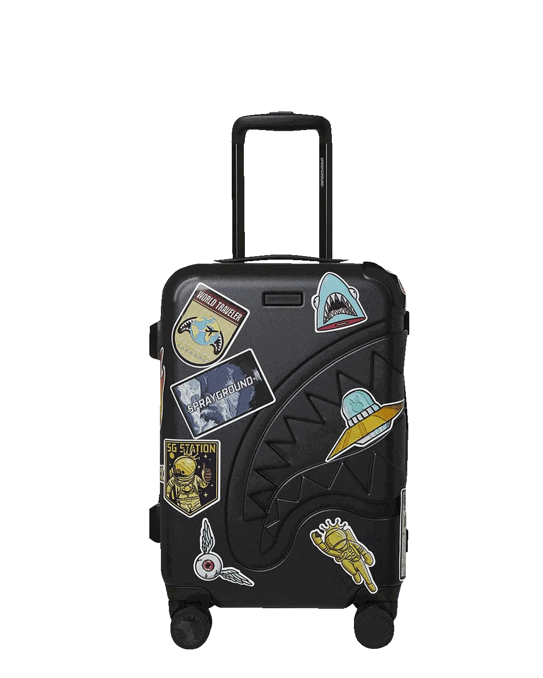 THE JOURNEY BEGINS SHARKITECTURE CARRY-ON LUGGAGE BLACK WITH EXTRA STI
