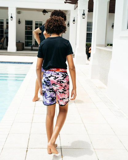 KIDS SPLIT CAMO SWIM TRUNKS