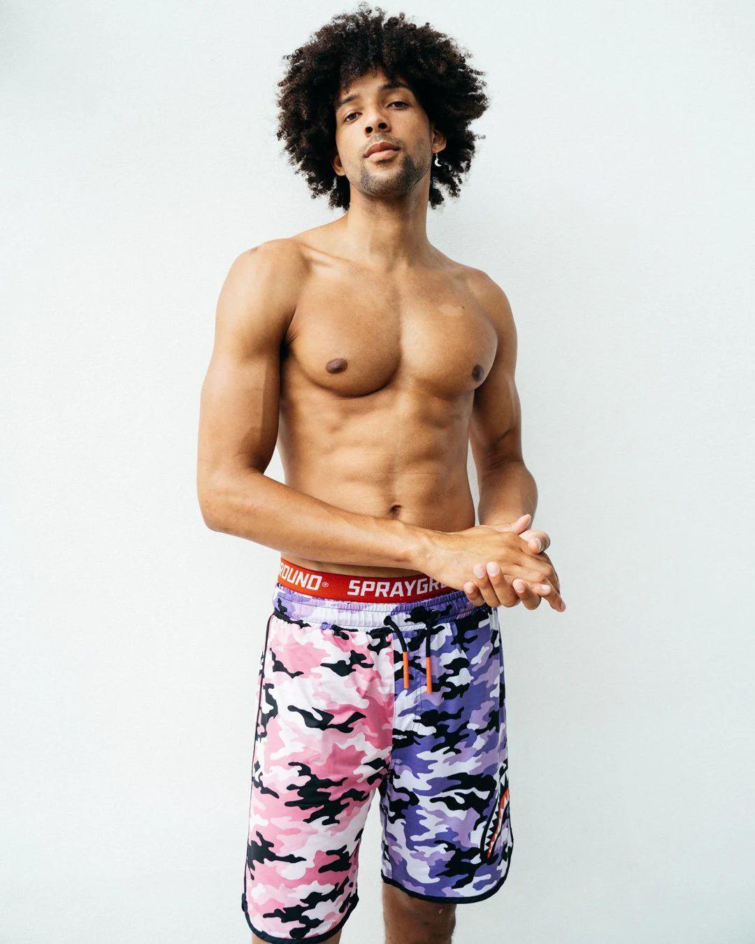 SPLIT CAMO CORTO SWIM TRUNKS