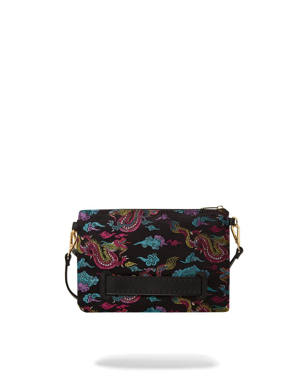 EMBROIDERED DRAGONS CROSSOVER CLUTCH