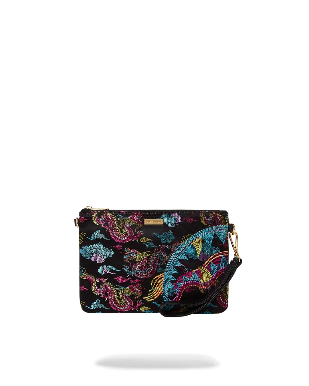 EMBROIDERED DRAGONS CROSSOVER CLUTCH