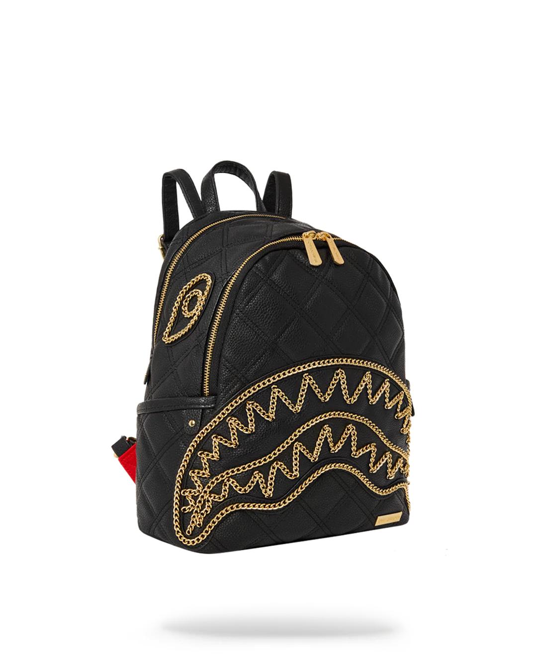 NOIR QUILT GOLD CHAIN SHARK SAVAGE BACKPACK