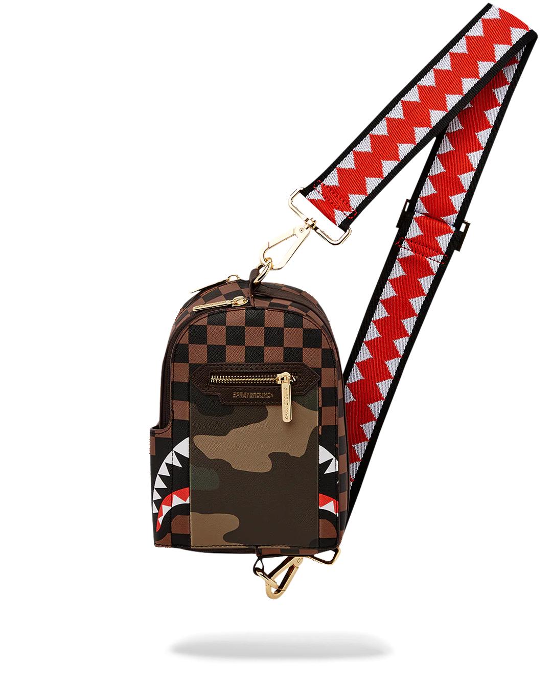 EXTERIOR GOLD ZIP POCKET SHARKS IN PARIS BACKPACK SLING