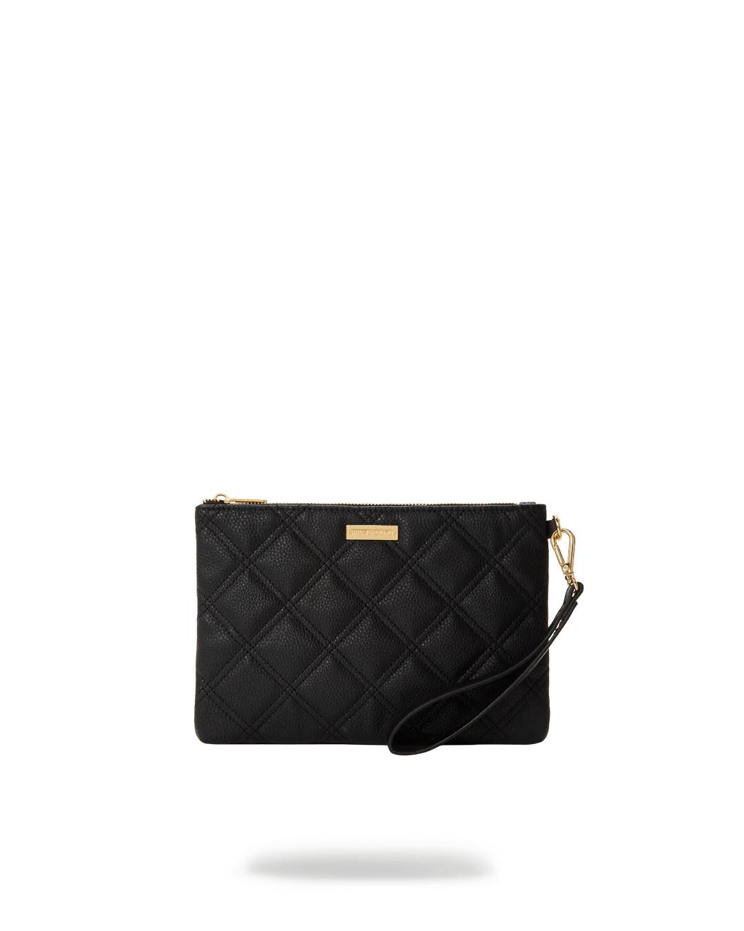 NOIR QUILT GOLD CHAIN SHARK CROSSOVER CLUTCH
