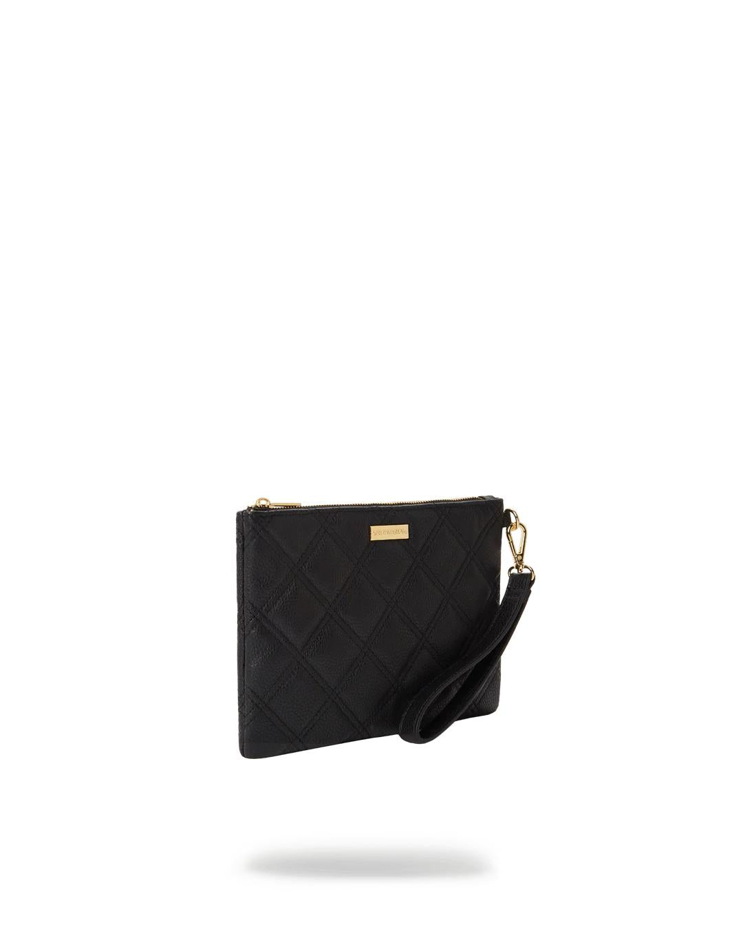 NOIR QUILT GOLD CHAIN SHARK CROSSOVER CLUTCH