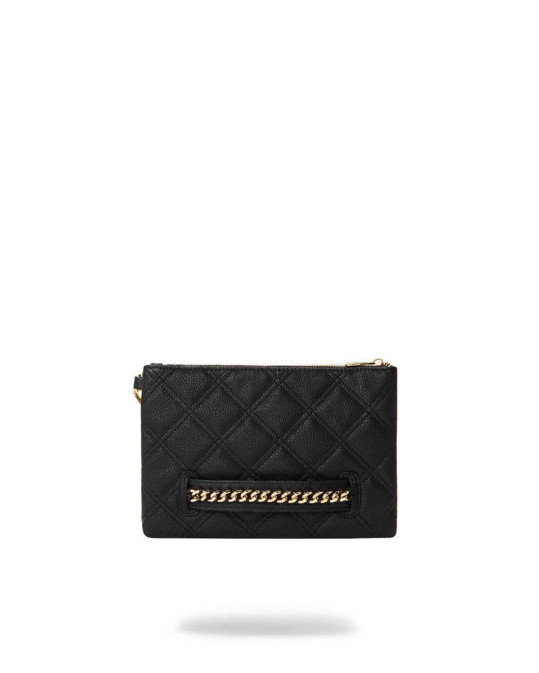 NOIR QUILT GOLD CHAIN SHARK CROSSOVER CLUTCH