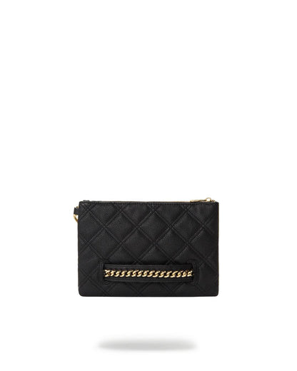NOIR QUILT GOLD CHAIN SHARK CROSSOVER CLUTCH