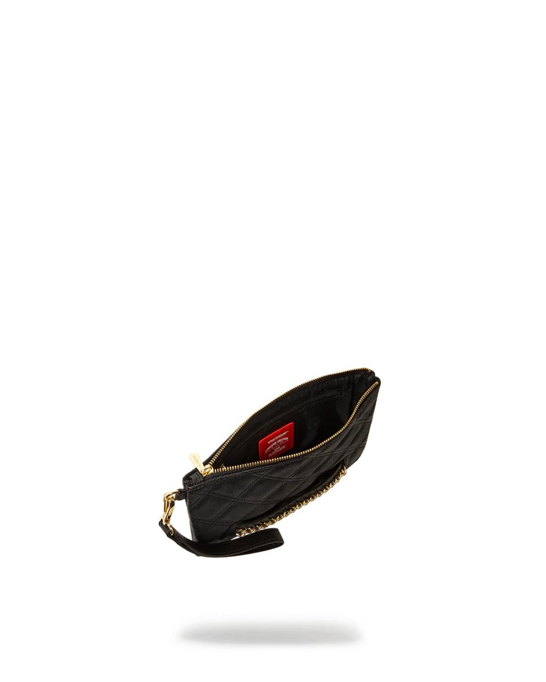 NOIR QUILT GOLD CHAIN SHARK CROSSOVER CLUTCH