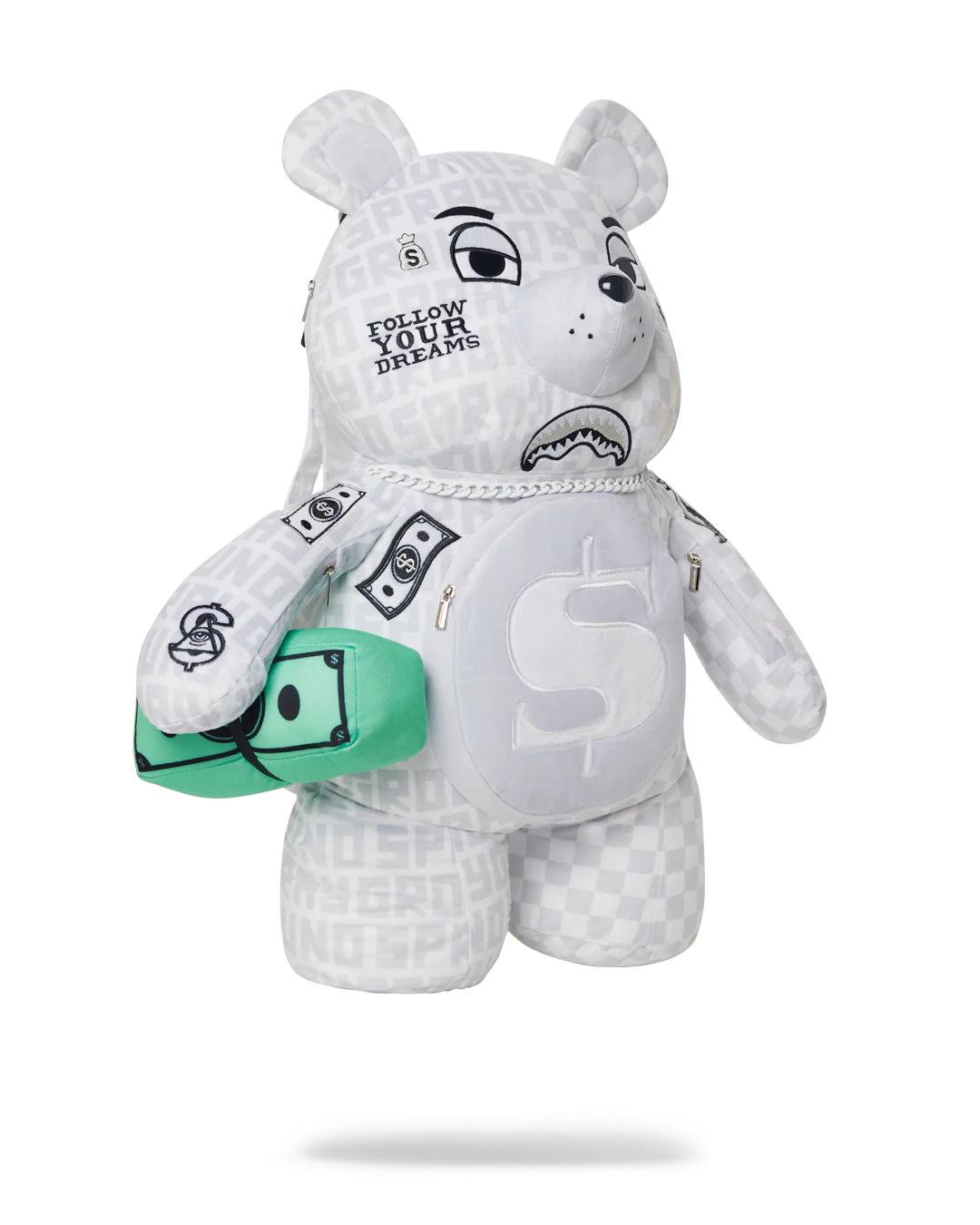 SPLIT THE CHECK (PEARL) MONEYBEAR TEDDYBEAR BACKPACK