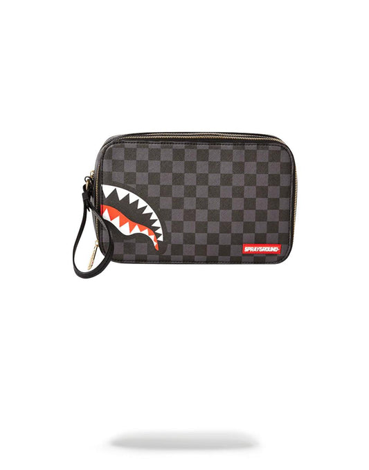 SHARKS IN PARIS (BLACK CHECKERED EDITION) TOILETRY AKA MONEY BAGS