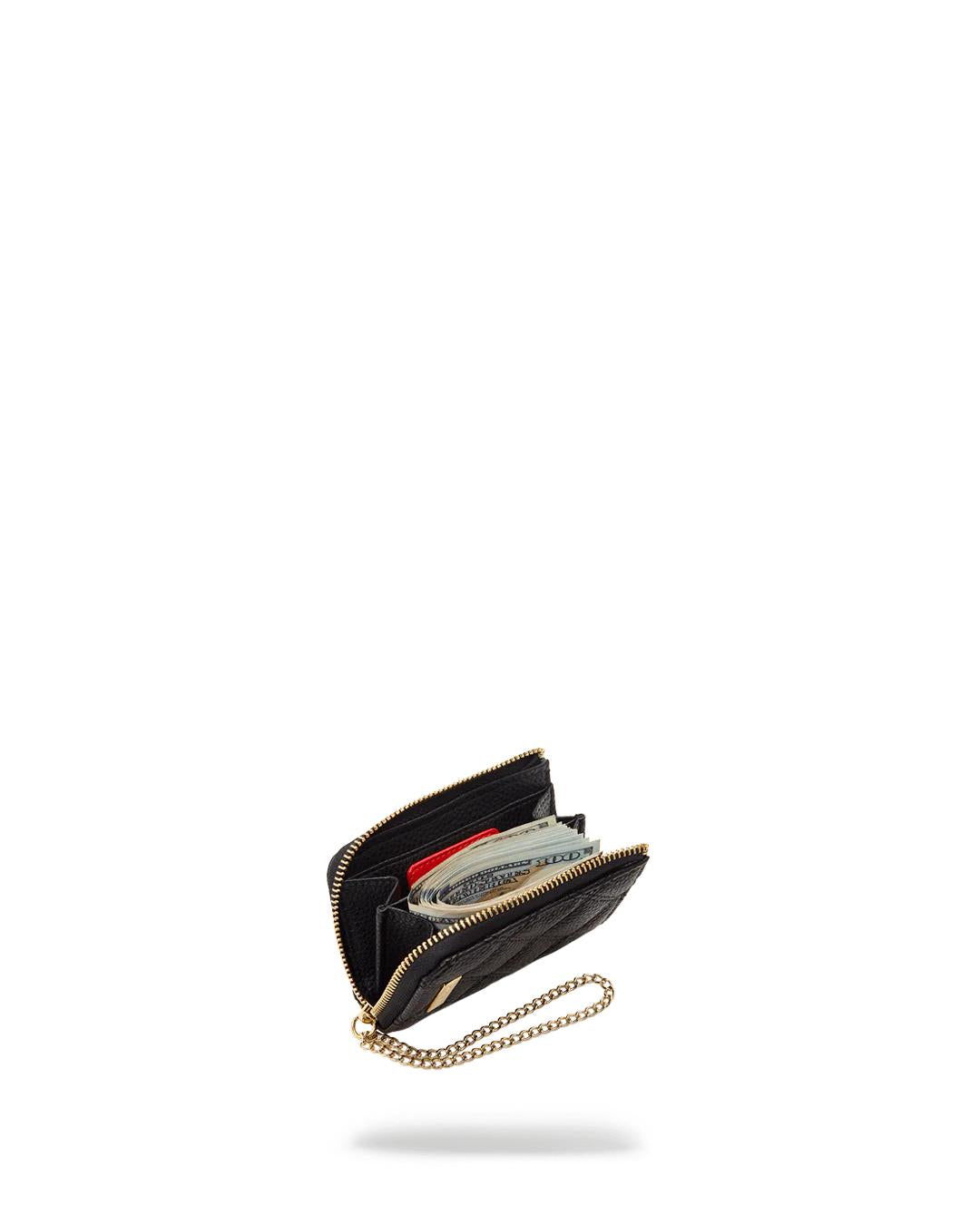 NOIR QUILT GOLD CHAIN SHARK WALLET