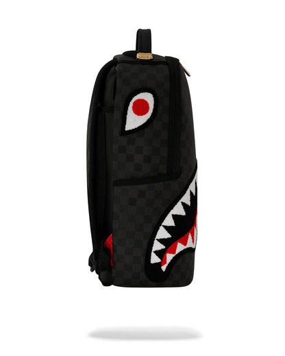 LIGHTS OUT SHARKS IN PARIS CHENILLE SHARK BACKPACK