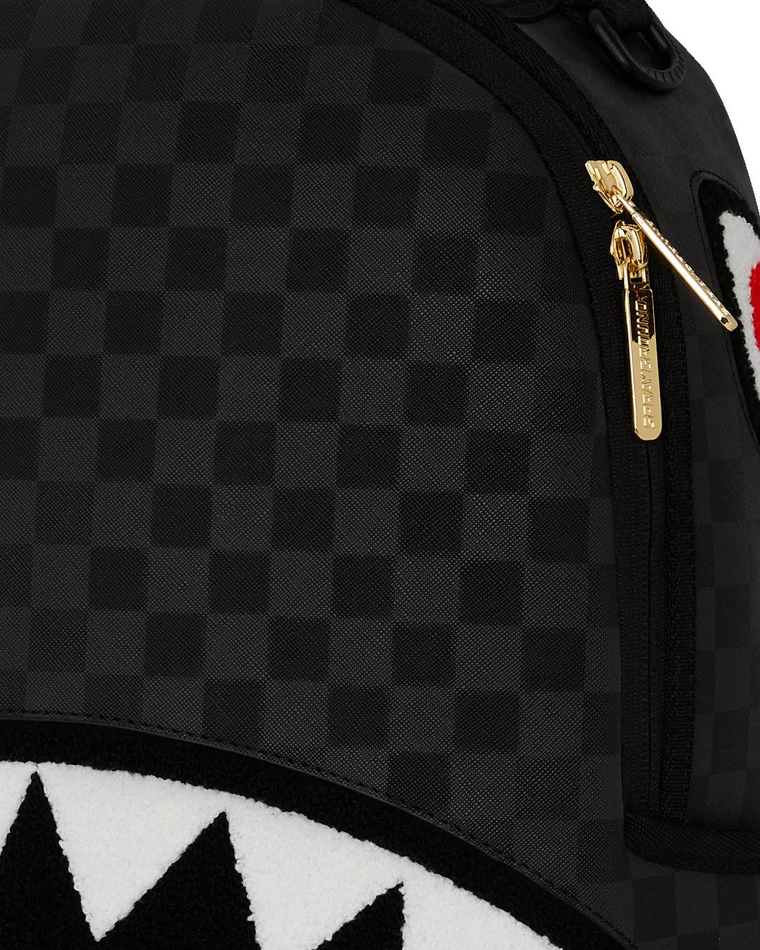 LIGHTS OUT SHARKS IN PARIS CHENILLE SHARK BACKPACK