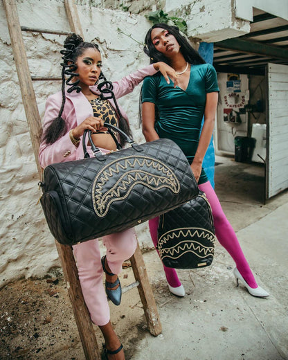 NOIR QUILT GOLD CHAIN SHARK DUFFLE