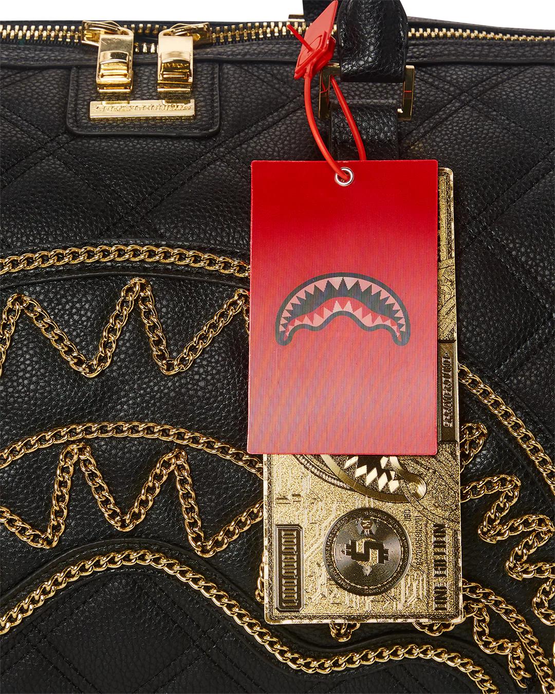 NOIR QUILT GOLD CHAIN SHARK DUFFLE