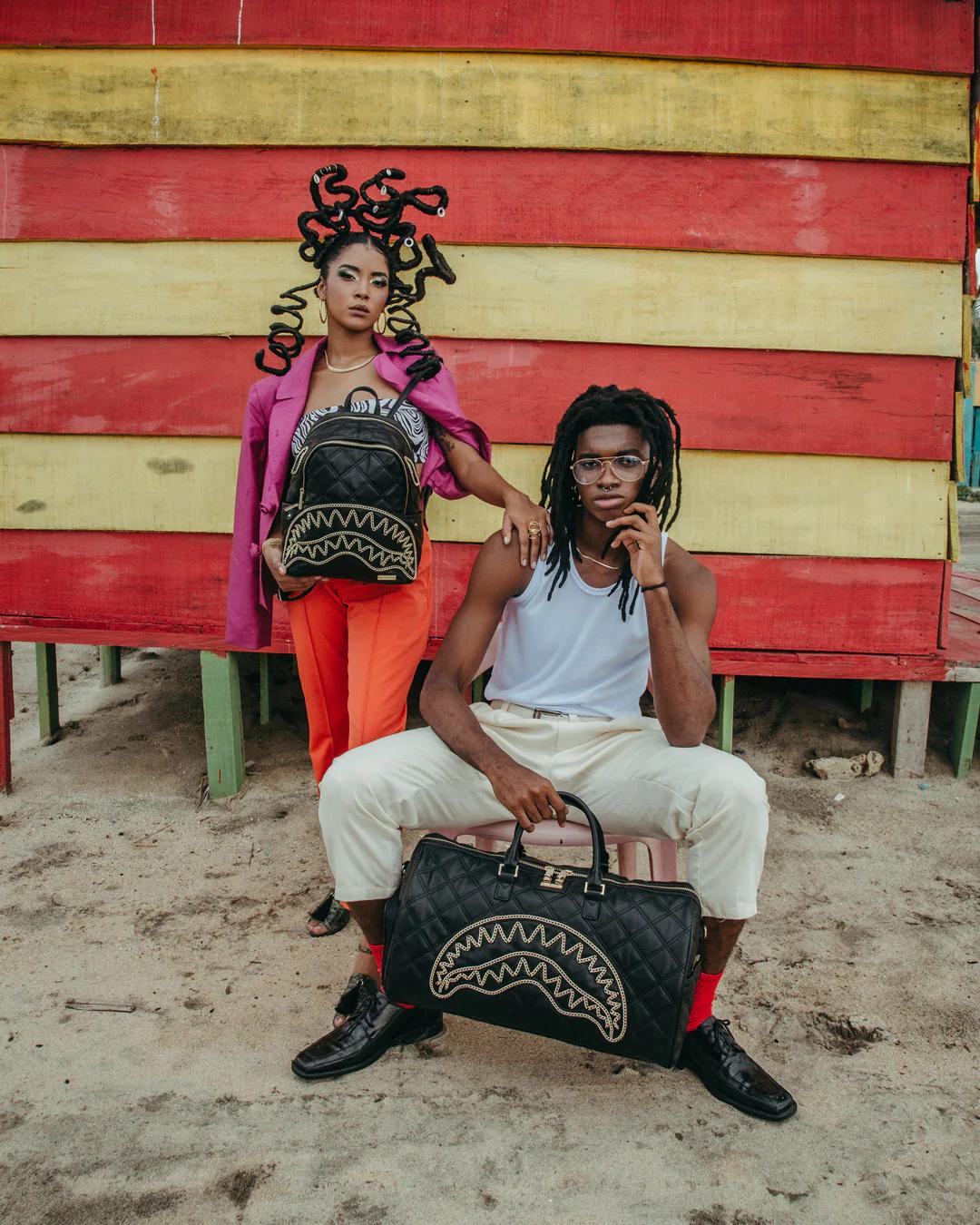NOIR QUILT GOLD CHAIN SHARK DUFFLE