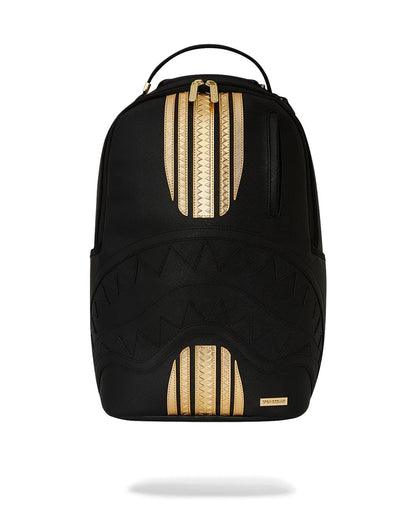 GOLD AND BLACK RACING STRIPES BACKPACK