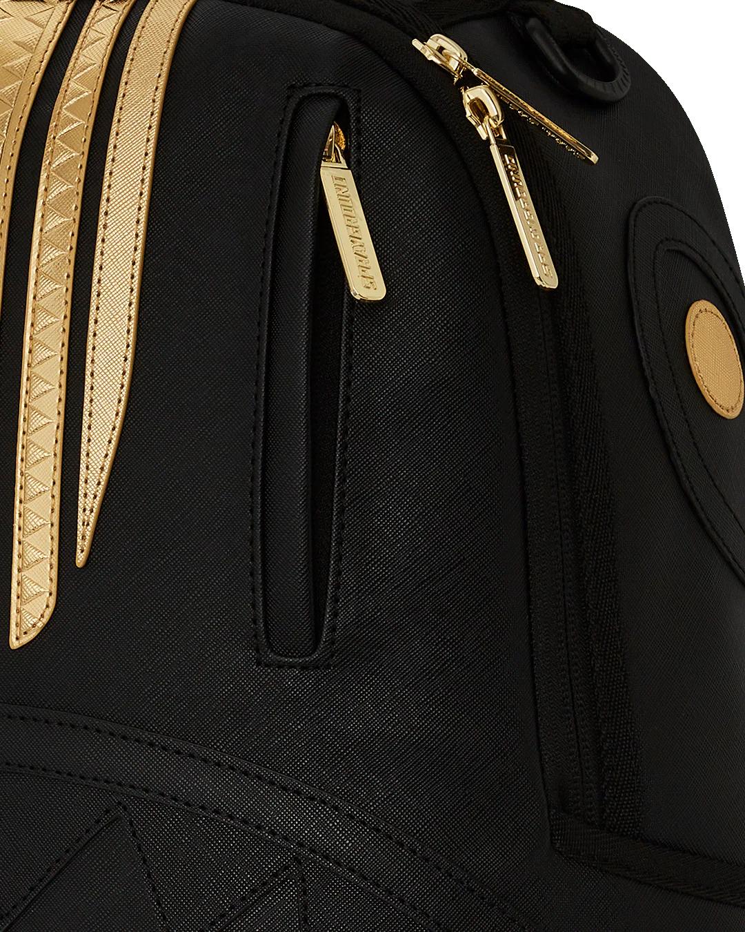 GOLD AND BLACK RACING STRIPES BACKPACK