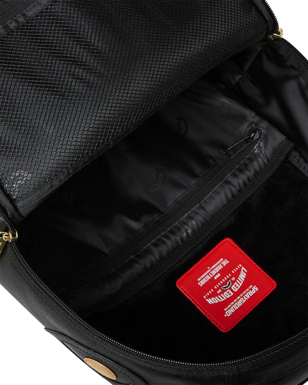GOLD AND BLACK RACING STRIPES BACKPACK